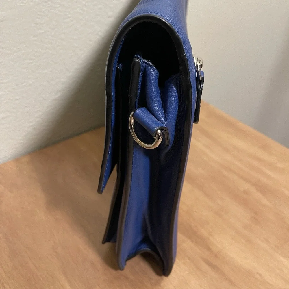 Lavenger Pebbled Leather Messenger Laptop Bag Cobalt‎ Blue Magnetic Closure EUC